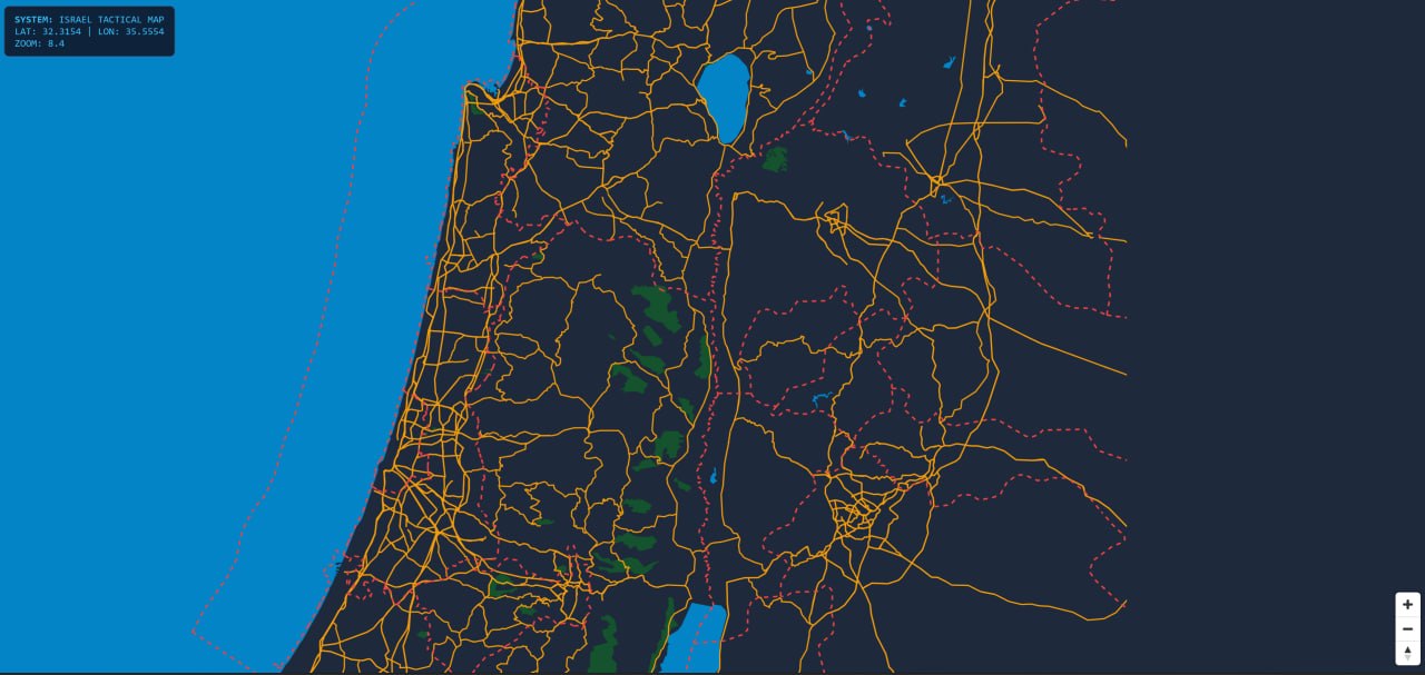 מפת טקטית וקטורית — WebGL 60fps בזום 8.4